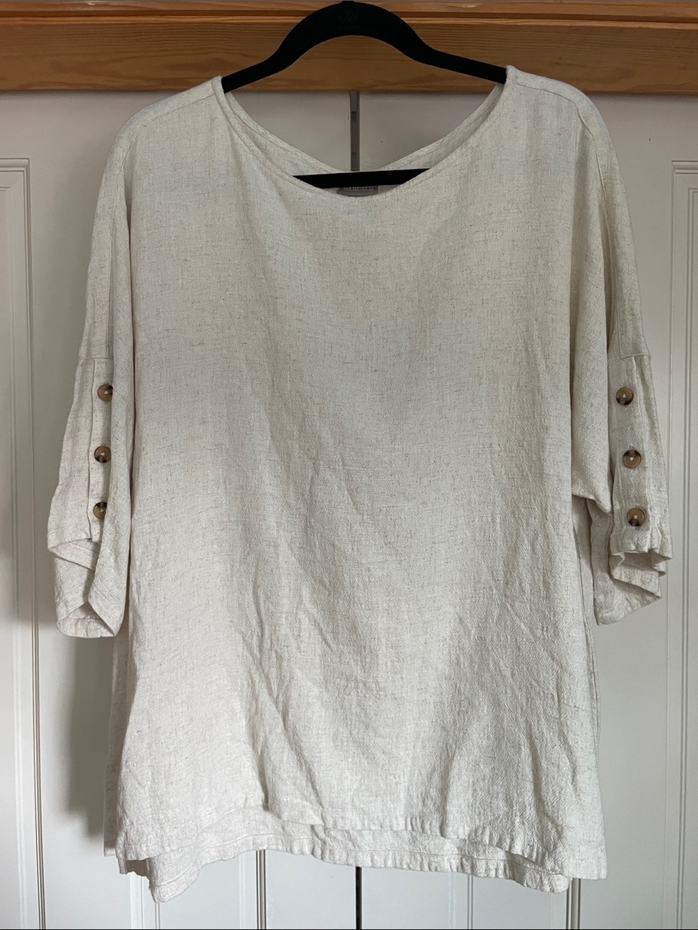 Chico's Cream Button-Sleeve Linen-Blend Tunic  size 3